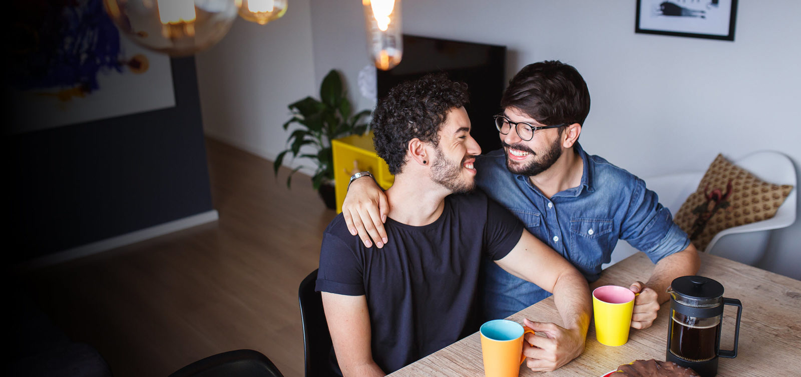 Happy couple at home